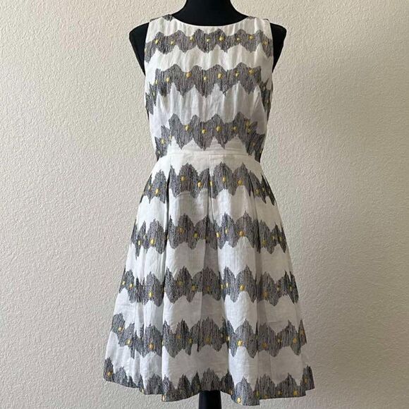 Anthropologie Cory Lynn Calter Dress White Linen Cotton Embroidery Fit Flare 2 - Picture 1 of 11